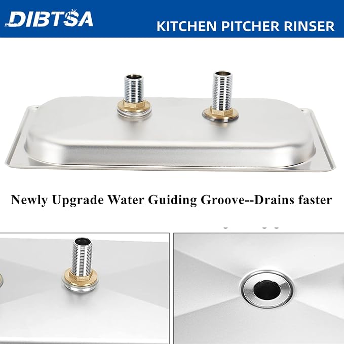 DIBTSA Pitcher Rinser, Espresso Rinser, Drain and Drip Tray, Stainless Steel Bar Glass Rinser for Sink, Cup Washer Spray Rinser for Home Kitchen Hotel Cafe Restaurant (12.8 x 6.9 x 0.9 inch,Silver)