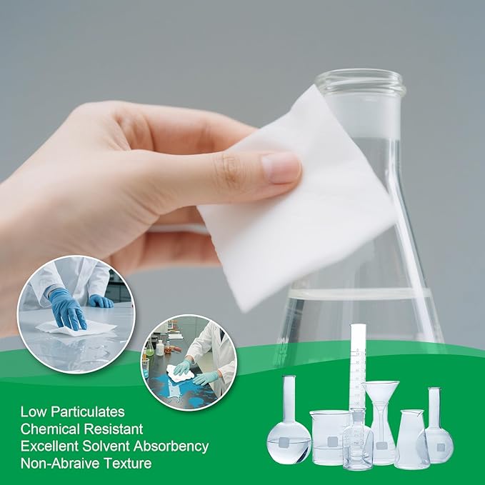 Cleanroom Wipes 9"x9" (150 Pcs, Cellulose/Polyester Blend, Grade B, 56GSM) Lint Free Wipes for Laboratory, Electronics, Pharmaceutical,Printing,Automotives and Semiconductor Industries