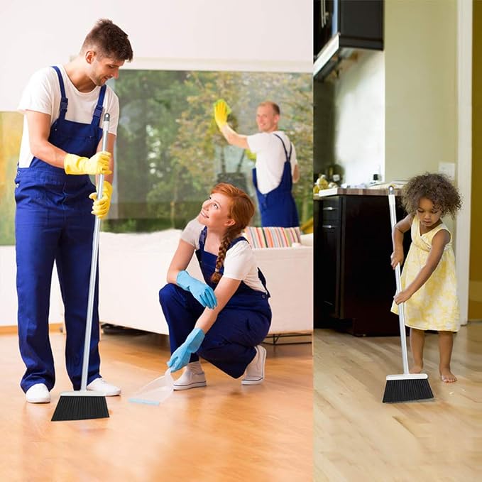 JEHONN Carpet Floor Sweeper with Horsehair, Broom and Dustpan Set for Home