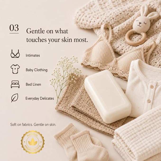 Kelebs Natural Laundry Soap Bar for Sensitive Skin with Organic Coconut - Delicate Laundry Stain Remover for Clothes, Underwear, Collar - Gentle Baby Laundry Soap | 5 Bars