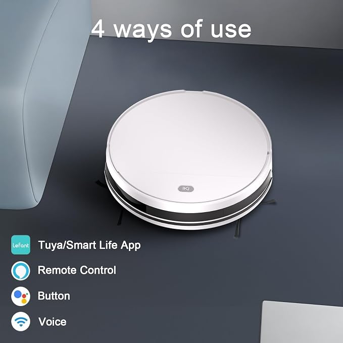Robot Vacuum and Mop Combo,5500Pa Strong Suction,Anti-Tangle Brushless Inlet 2 in 1 Super Thin Robotic Vacuum with App/Remote/Voice Control, Self-Charging,for Pet Hair, Hard Floor, Low-Pile Carpet-W