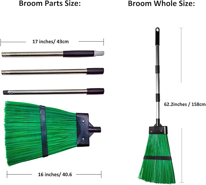 Courtyard Broom-Heavy Duty Broom Long Handle Outdoor Commercial Angle Broom for Courtyard Ourdoor Travel Camping