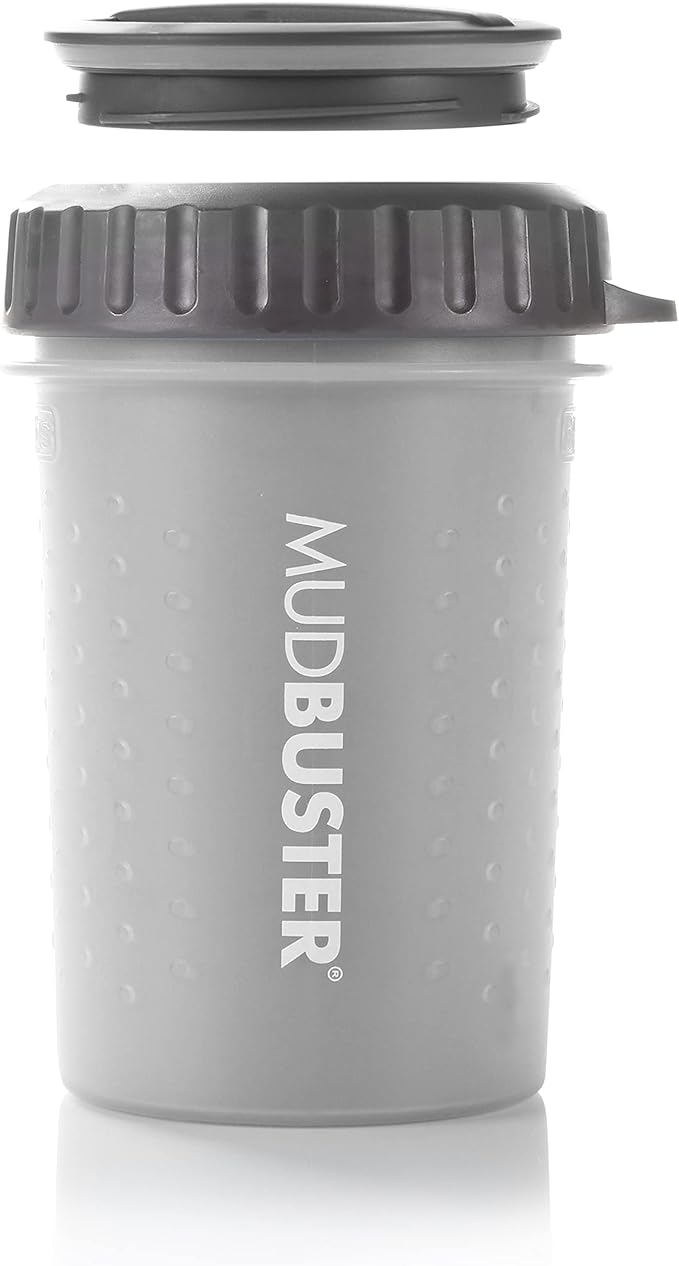 Dexas Lidded MudBuster Medium Dog Paw Cleaner, Light Gray, Fits 1.5"-2.5" Wide Paws, Gentle Silicone Bristles for Quick, Easy Cleaning