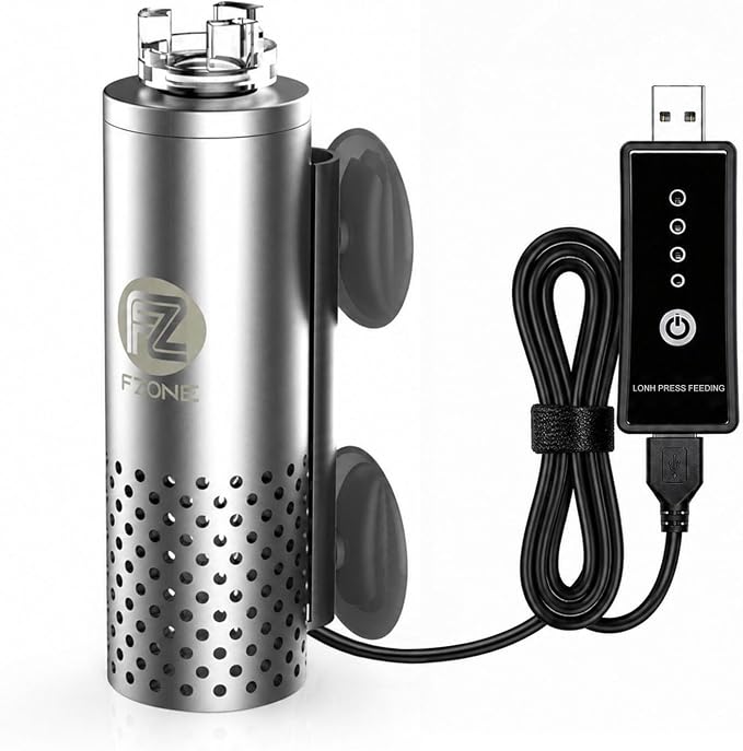FZONE Aquarium Surface Skimmer, Mini Electric Surface Skimmer with USB Plug for Planted Tanks | 4-Speed Controller,Ultra‑Quiet Design, for nano tank, effortless setup, Durable Stainless Steel, easy to maintence