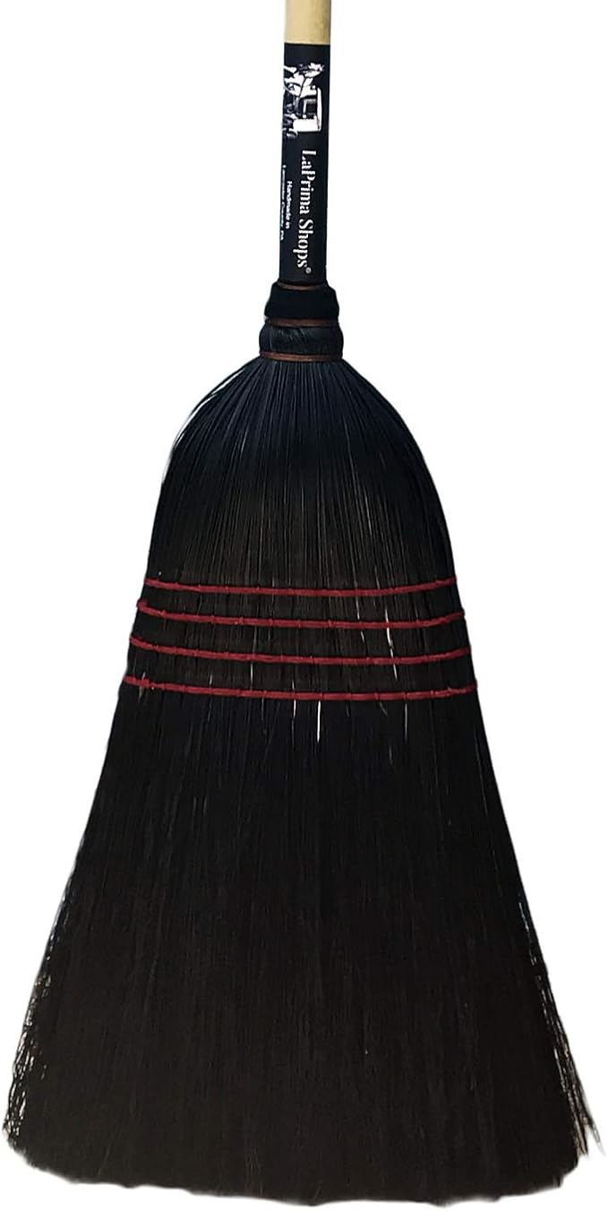 LaPrima Shops Authentic Amish Hand Made All Broomcorn Broom (54-Inch/Medium - Black)