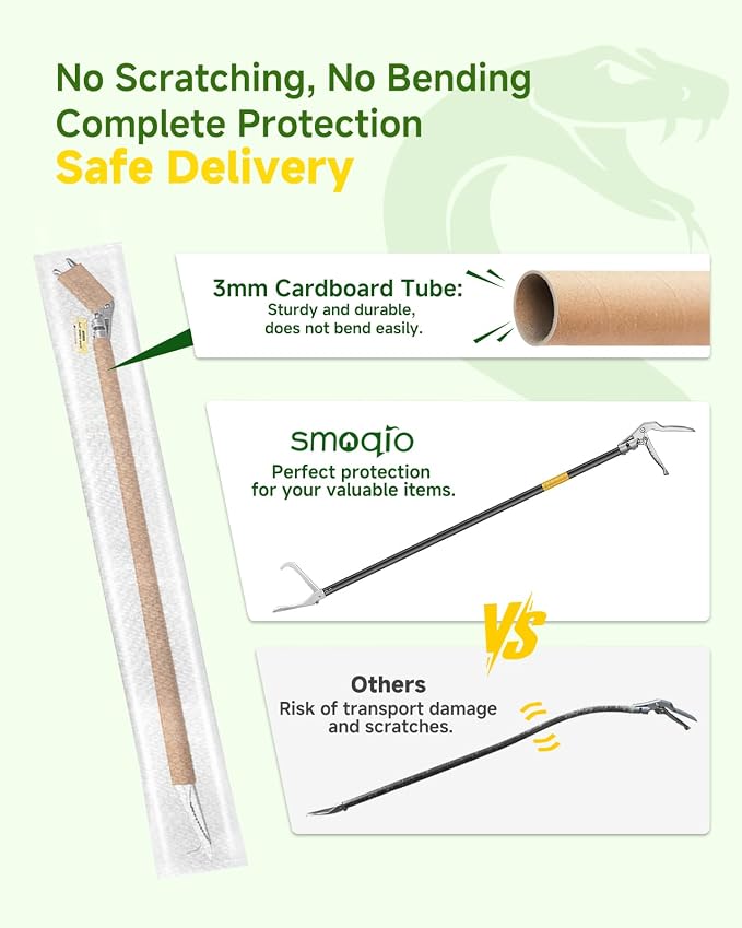 Snake Grabber Tool, 47in Compact Power Snake Tongs, All-Aluminum Alloy Reptile Catcher Grabber with Anti-Slip Grip, Wide Jaw Multi-Function Handling Tool with Lock