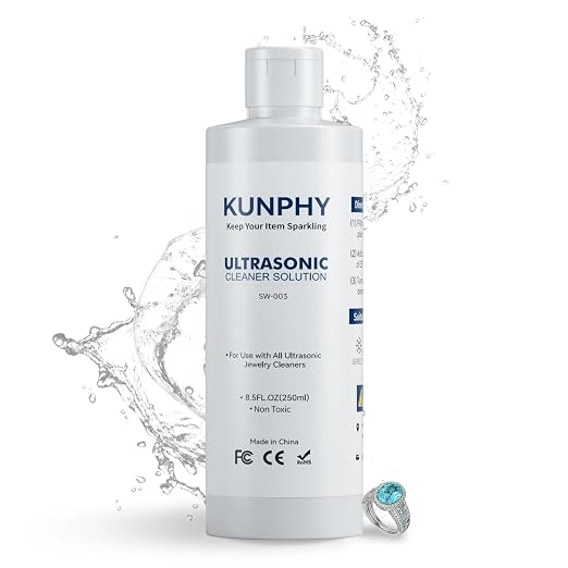 kunphy Sonic Jewelry Cleaner - Effective Solution for Cleaning Gold, Silver, Platinum, Diamonds, and eyeglasses watch, 8.5 oz (250 ml)
