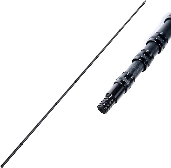 Carbon Fiber Extension Pole, 1.9 to 9.8 ft Lightweight Telescoping Pole with Threaded Metal Tip for Paint Roller, Cobweb Duster, Window Cleaning & High Dusting