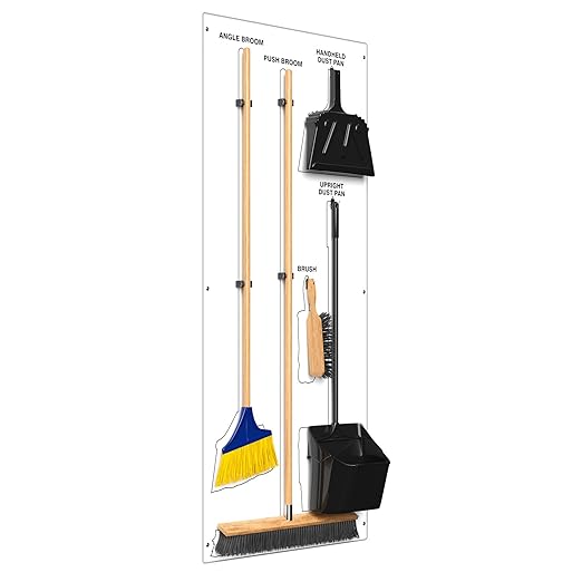 Clean & Sweep 5S Shadow Board/Wall Mount Broom Holder, 68" x 30" Board, 5S Cleaning Station - with Broom and Dustpan Set Included, Made in The USA by AccuformNMC, White/White, PSB116WTWT