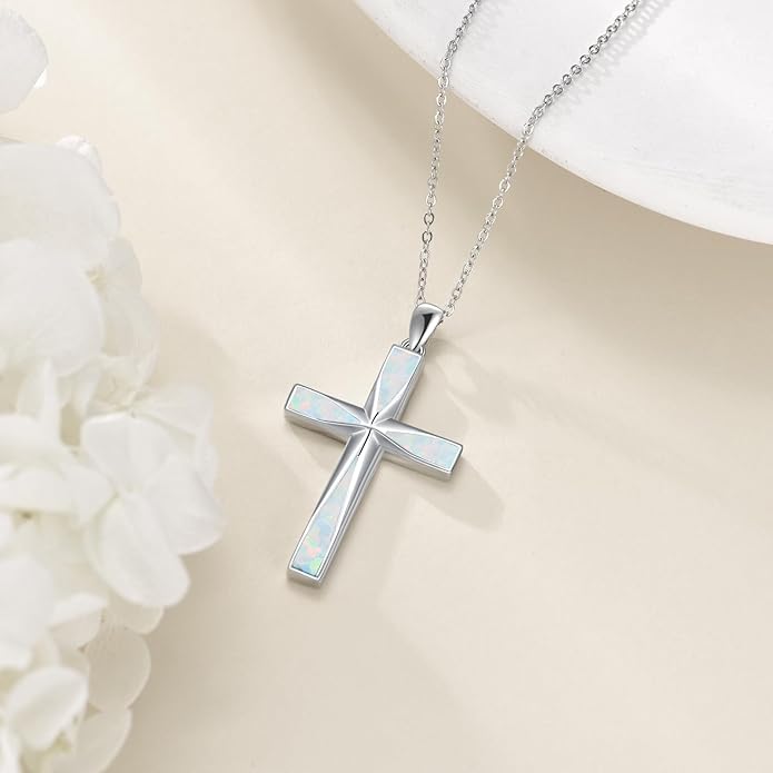 ONEFINITY Religious Cross Pendant Necklace Sterling Silver Origami Cross Pendant Gifts for Women Men Jewelry