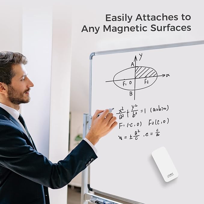 LOUKIN | Magnetic Dry Erase Eraser (White) 4 Pack & Non-Toxic Whiteboard Cleaner (3.4 fl oz) 4 Pack & Magnetic Cleaning Cloth 4 Pack