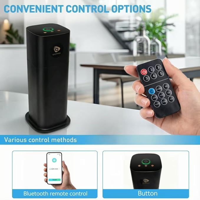 Waterless Aroma Diffuser, Large Capacity Essential Oil Diffuser with Dual Atomizing Cores, Smart Control for Large Spaces, Black (Waterless Scent Diffuser)