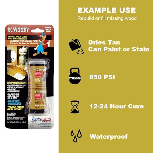 PC Products PC-Woody Wood Repair Epoxy Paste, Two-Part 48 oz in Two Cans, Tan 643334