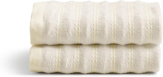 Cosy House Collection Luxury Rayon Derived from Bamboo Blend 2-Pack Towel Set - Ultra Soft, Absorbent and Quick Drying - Plush Cotton Hotel Spa Quality - 14" x 14" (Washcloth, Ivory)