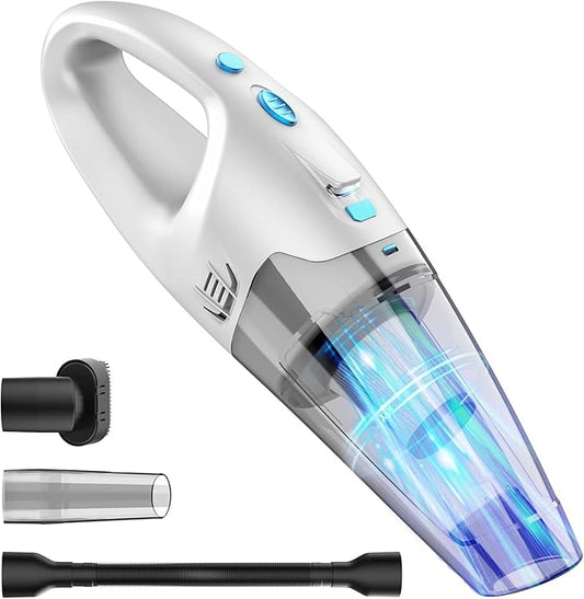 FUOAYOC Handheld Vacuum Cordless for Home/Car/Office, 6KPA Powerful Suction & 1.6lbs Lightweight, Mini Portable Hand Held Vacuum Cleaner with LED Light & Multi Accessories, Car Cordless Rechargeable