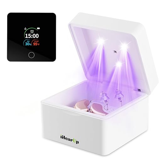 Hearing Aid Dryer, 15 min. Removes Sweat & Moisture, Rechargeable, Electric Hearing Aid Dehumidifier for Hearing Aids, Earbuds, Ear Amplifiers T90