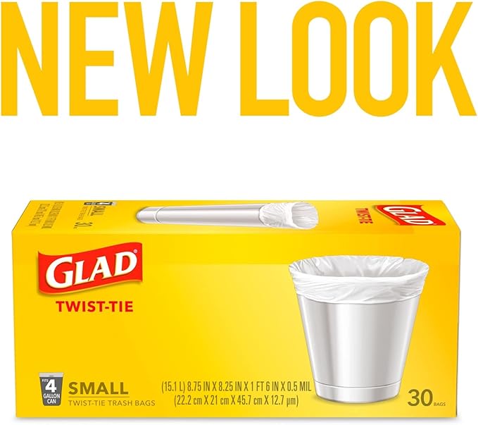 Glad Small Trash Bags - 4 Gallon - 30 Count (Pack of 6)