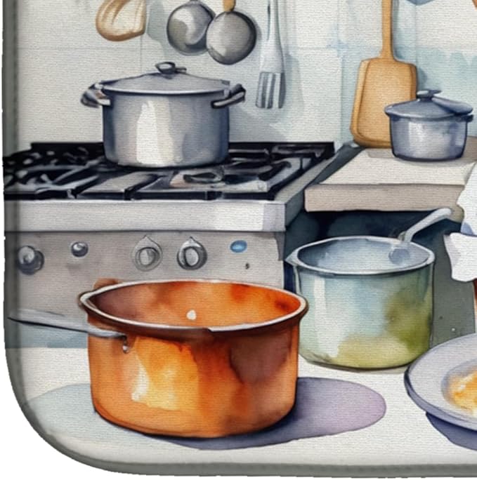Caroline's Treasures DAC6245DDM English Foxhound The Chef Dish Drying Mat Absorbent Dish Drying Mat Pad for Kitchen Counter Dish Drainer Mat for Countertop, 14 x 21", Multicolor