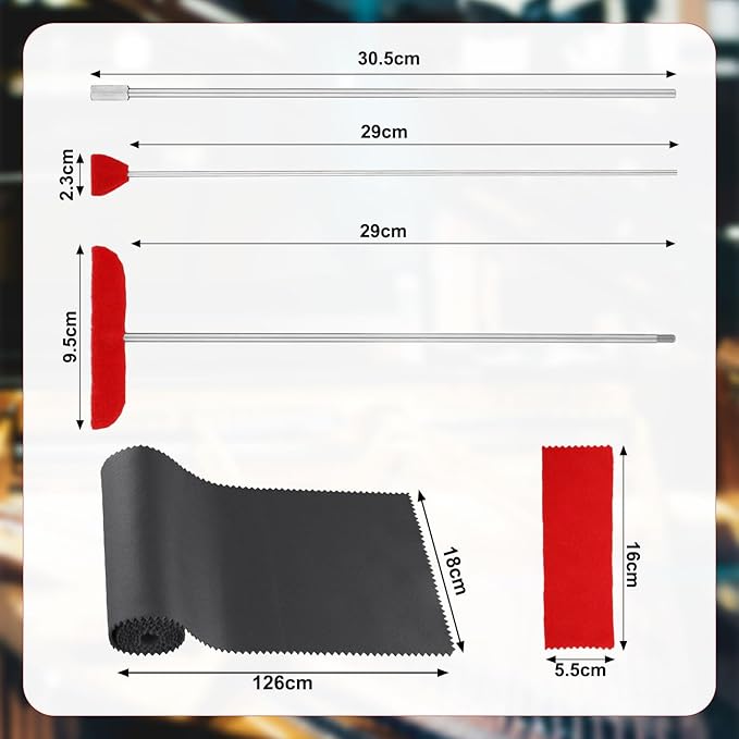 5pcs Grand Piano Soundboard Cleaning Tools, Includes Big & Small Brush Head Cleaning Tool Extension Rod Soft Fiber Polish Cloth, Piano Cleaner Kit (Black, Soundboard Dust Cover)