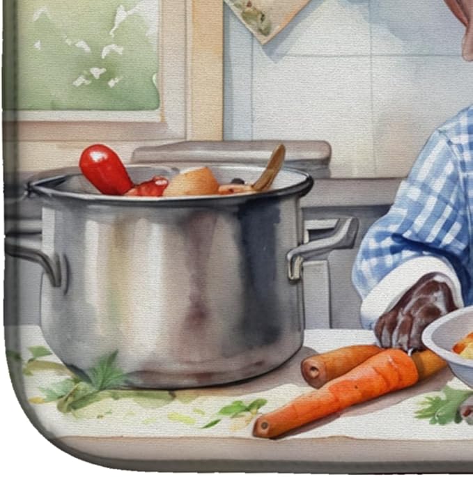 Caroline's Treasures DAC6254DDM German Shorthaired Pointer The Chef Dish Drying Mat Absorbent Dish Drying Mat Pad for Kitchen Counter Dish Drainer Mat for Countertop, 14 x 21", Multicolor