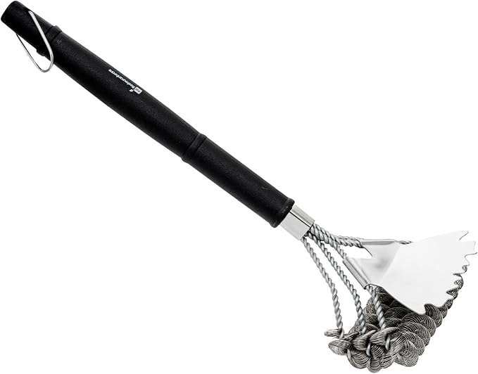 Restaurantware Met Lux 16-Inch Grill Brush 1 Bristle Free Grill Cleaning Tool - Scraper For All Types Of Grills Silver Stainless Steel 201 Grill Accessory Iron Twist Wire Design