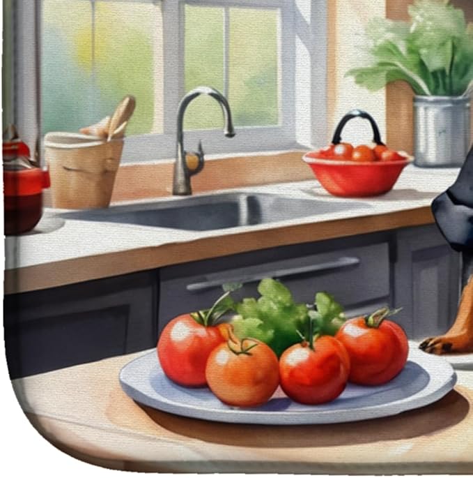 Caroline's Treasures DAC6285DDM Manchester Terrier The Chef Dish Drying Mat Absorbent Dish Drying Mat Pad for Kitchen Counter Dish Drainer Mat for Countertop, 14 x 21", Multicolor
