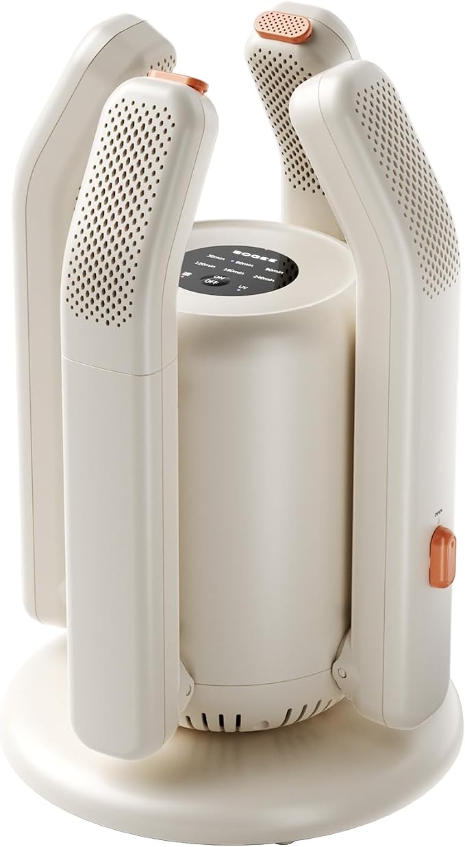 Boot Dryer, Shoe Dryer for Work Boots and Gloves, 4 Tubes with 6 Timers, Rose Salt Remove Odor, Quiet Portable Shoe Dehumidifier, Suitable for Ski Boots, Shoes, Gloves, Socks & Hats, SH03