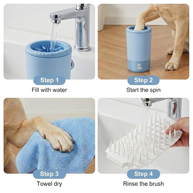 Professional Pet Paw Cleaner Cup & Electric Dog Paw Washer Waterproof – Mud-Buster Style Cleaner for Small, Medium & Large Dogs & Cats – Automatic & Manual Dog Foot Cleaner Cup for Muddy Paws (blue)