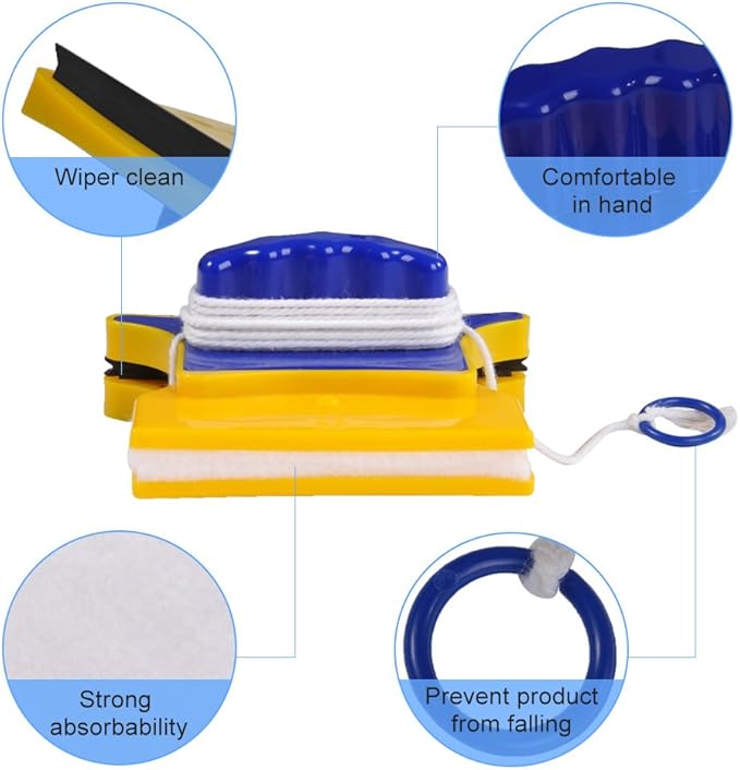 Magnetic Double-Sided Window Cleaner, Magnetic Glass Cleaner with 2 Cleaning Cotton, Outside Window Cleaner Tool for Glass Thickness 0.1-0.3"