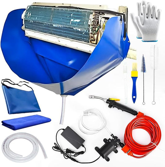 Large Ac Cleaning Bag with Wall Protection Cloth, 13Pcs Minisplit Cleaning Kit, Split Ac Cleaning Kit with Strong Washing Tool for Fast and Efficient Cleaning