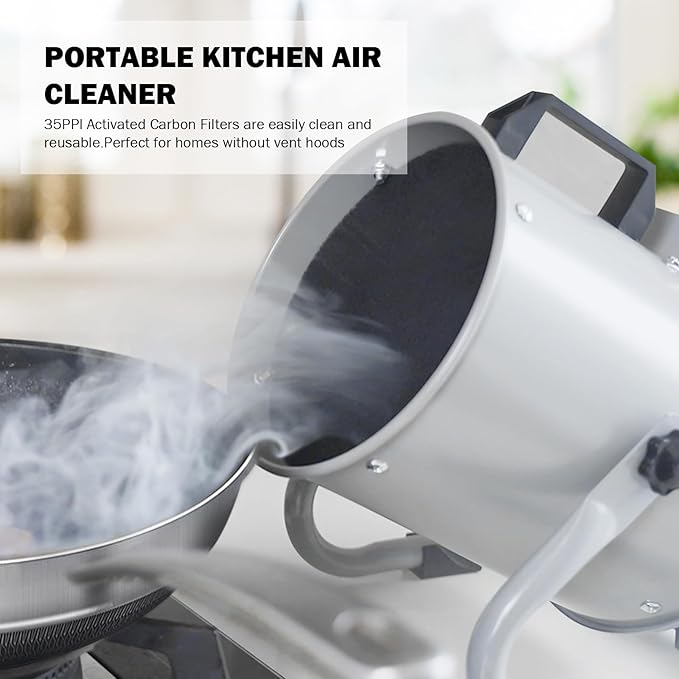 Portable Range Hood,Kitchen Air Cleaner Strong Wind Desktop Range Hoods Low Noise, Hood Fan for Cooking and Indoor Bbq,Hot Pot,And Rv (Green)