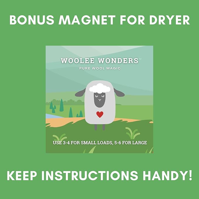 6-Pack XL Organic Wool Dryer Balls - 100% New Zealand Wool, Reuse for 1000 Loads, Fair Trade, Handmade in Nepal, Dryer Balls Laundry Reusable, Black Sheep Dryer Balls, Mesh Laundry Bag