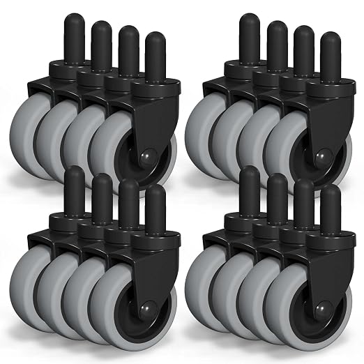 AAGUT Mop Bucket Casters Replacement 3" Set of 16 Swivel Bayonet Caster Non-Marking Thermoplastic Rubber Wheels Compatible with Rubbermaid Models& Wavebrake