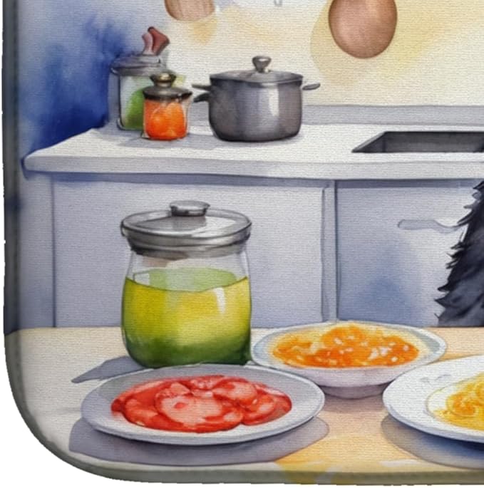 Caroline's Treasures DAC6256DDM Giant Schnauzer The Chef Dish Drying Mat Absorbent Dish Drying Mat Pad for Kitchen Counter Dish Drainer Mat for Countertop, 14 x 21", Multicolor