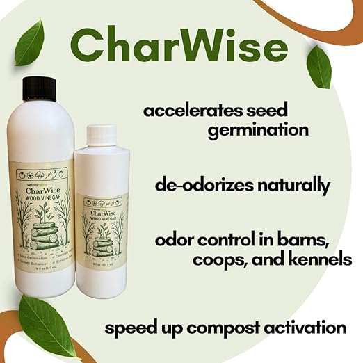 VermisTerra CharWise - 32 oz Wood Vinegar Biostimulant - Seed Germination, Enriches Soil, Growth Enhancer, Combats Odor, Animal Care - pyroligneous Acid, Natural byproduct of biochar