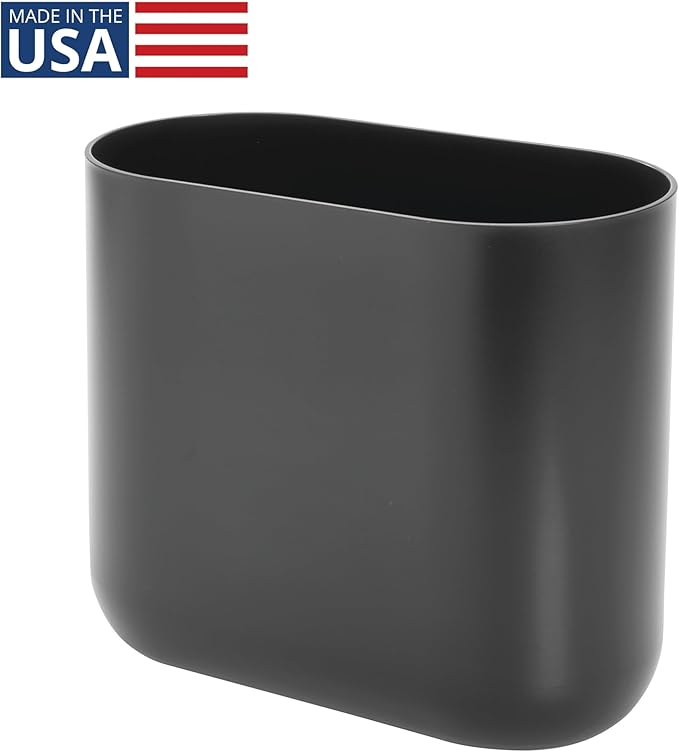 iDesign Small Slim Plastic Bathroom Trash Can, Garbage Can for Bedroom, Office, Desk, Dorm, Gray
