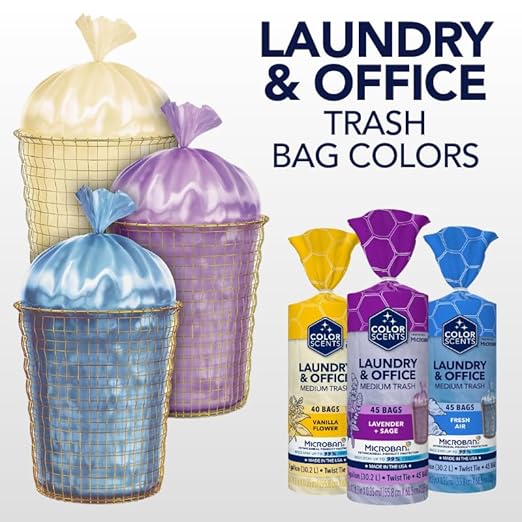 Color Scents 8 Gallon Medium Trash Bags – Scented Garbage Bags for Laundry & Office | 540 Count | Twist Tie | Collection | Made in USA