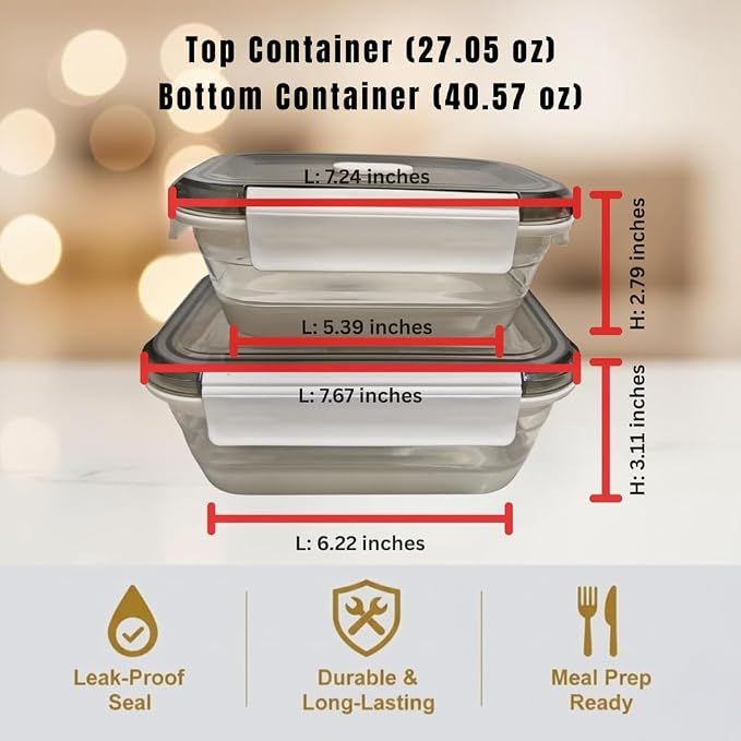A MILLI Collapsible Food Storage Containers with Lids Set of 2, Silicone Meal Prep Containers, Foldable Stackable Lunch Box, BPA Free Microwave Freezer Dishwasher Safe, Space Saving Kitchen Camping RV