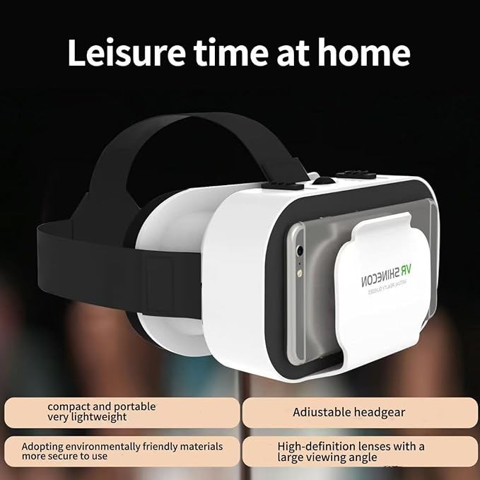 Virtual Reality Headset VR Glasses Compatible with iPhone and Android Adjustable 3D VR Phone Headset for 4.7 to 6.5 Inch, with Controller for Movies and Mobile Games