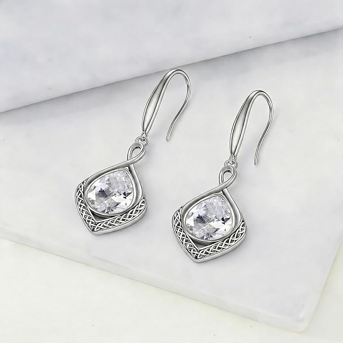 PELOVNY Celtic Knot Filigree Earrings for Women 925 Sterling Silver Moss Agate/Birthstone Infinity Earrings Birthday Christmas Jewelry Gifts for Mom Daughter Wife Sister