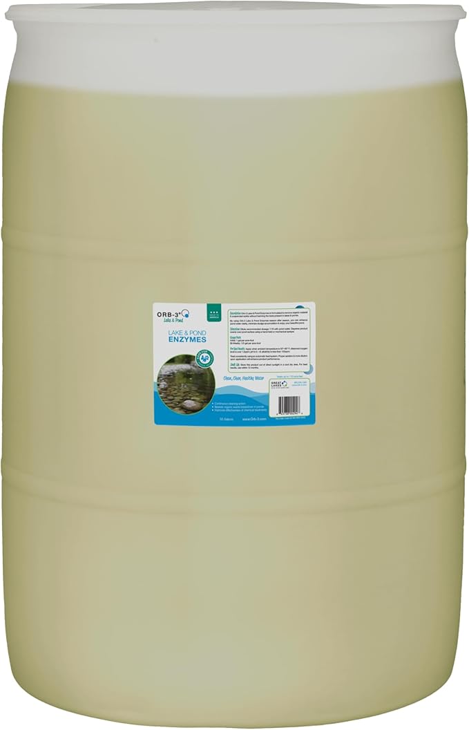 Orb-3 Lake and Pond Enzyme for Maintenance, 55-Gallon Drum