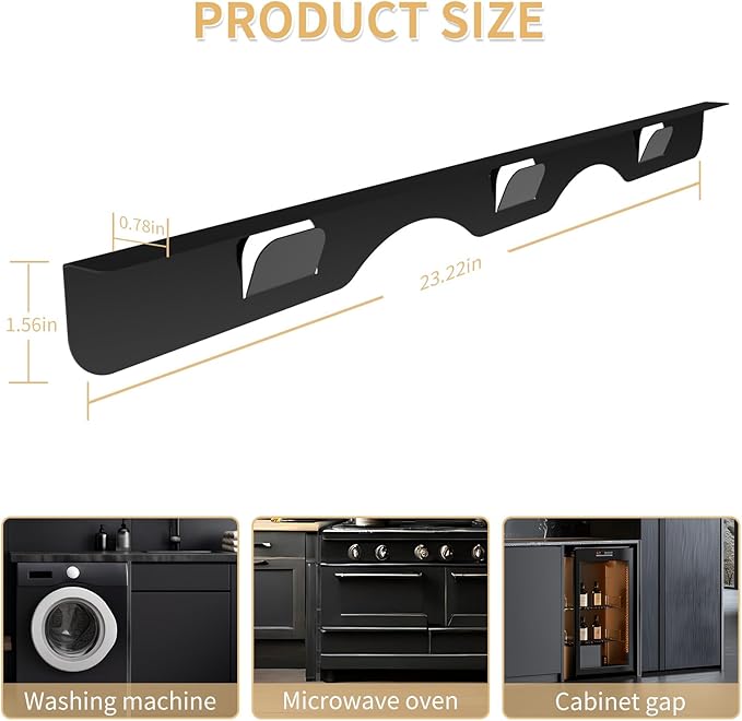 Stove Gap Covers 316 Stainless Steel,Thick Stove Gap Filler,Heat-Resistant Oven Side Gap Filler,Between Stove and Counter Slide In Range Trim Kit for Kitchen,2 Pack (23.2” Upgrade Shiny Black)