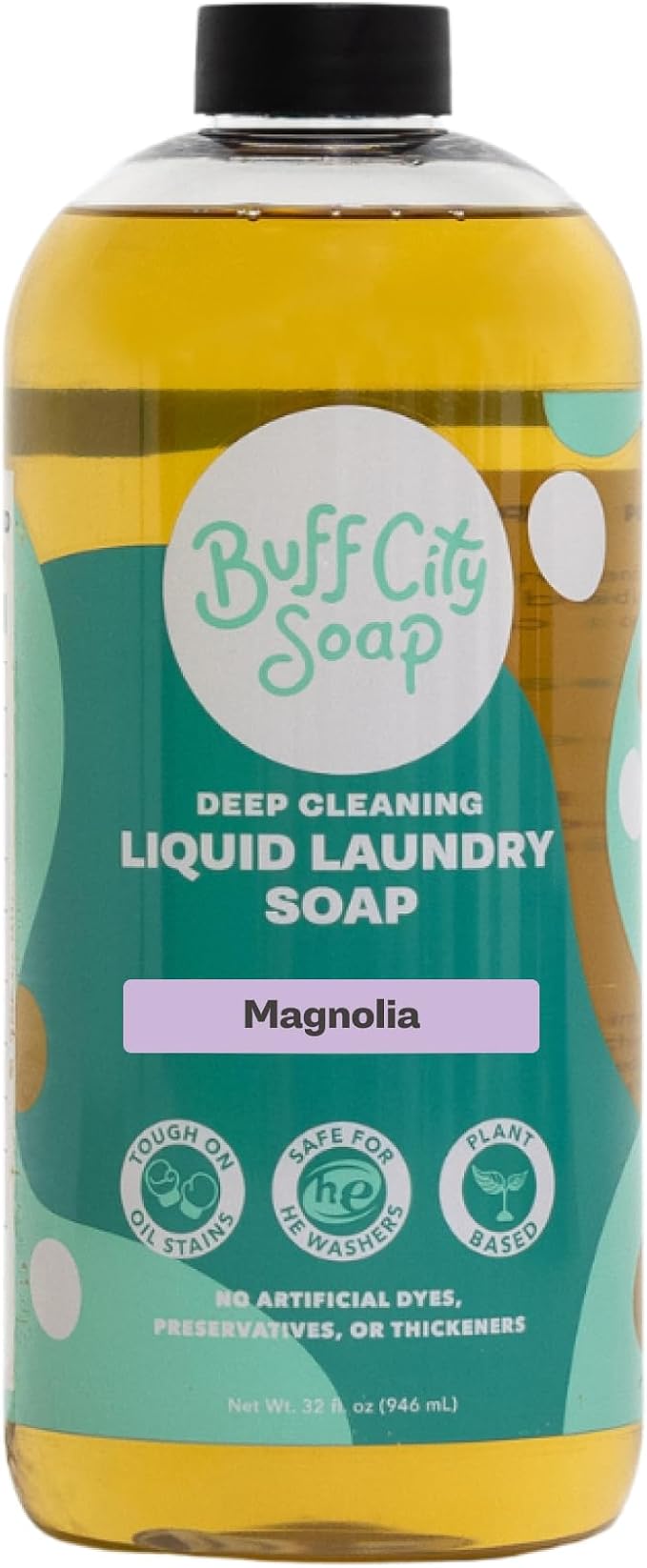 Buff City Soap - Liquid Laundry Soap Made With Simple Ingredients & No Harsh Chemicals - Cleans Tough Stains & Lifts Dirt - Magnolia, Apple, Blackberry, & Lemon Scented Laundry Detergent - Magnolia
