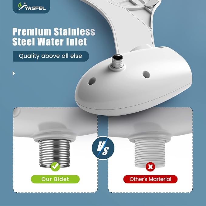 YASFEL Bidet Attachment for Toilet, Toilet Bidet Non-Electric Bidet Toilet Attachment Dual Nozzles for Frontal/Rear Wash, Adjustable Pressure Control (Black/White)