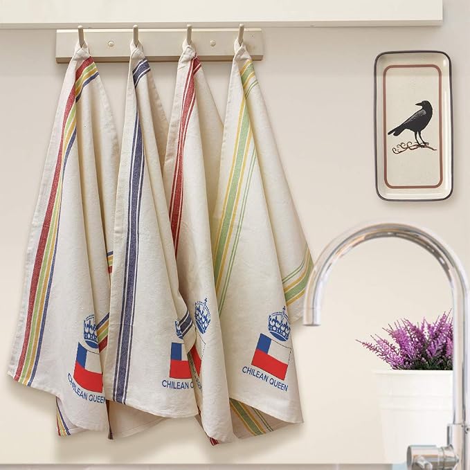 Custom Decor Kitchen Towels Chilean Queen Crown Countries Countries Queen Cleaning Supplies Dish Towels Multi Stripe Design Only