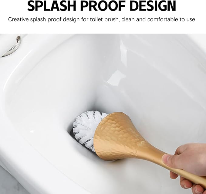 Kobizpanda Silver Toilet Brush and Holder Set, Brushed Nickel Modern Bathroom Brush with Anti-Splash Shield 360° Cleaning, ABS Plastic Rust-Proof Waterproof Toilet Bowl Cleaner for Home Spa