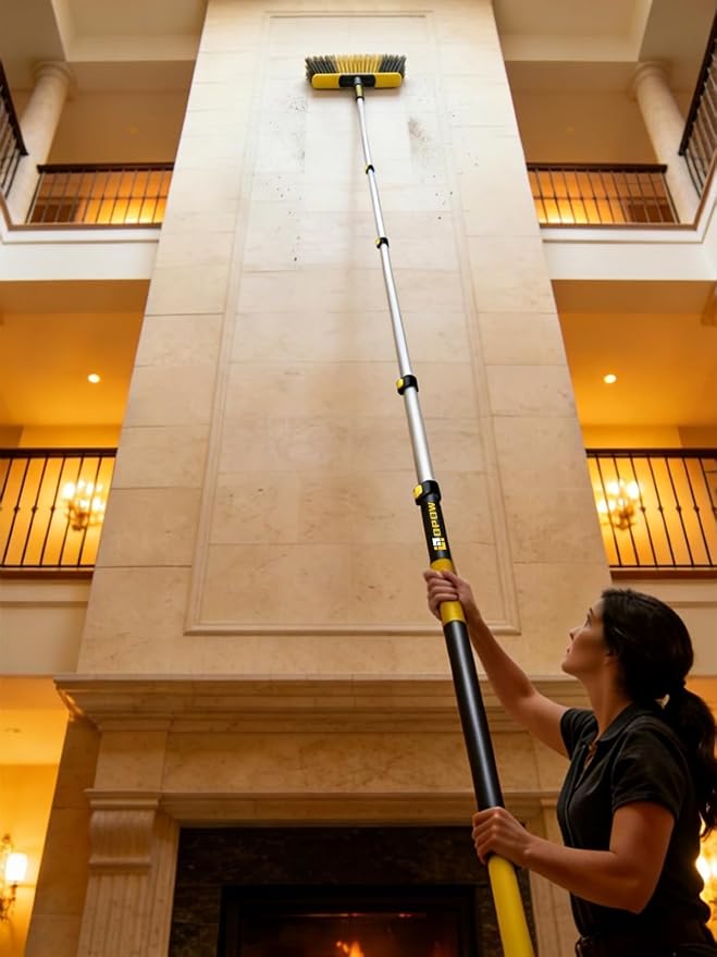 4.5-18ft Telescopic Extension Pole, Heavy-Duty Aluminum Paint Roller Extension Pole with Flip-Lock, Universal Thread, Multi-Purpose Extendable Pole for High Multi-Story Work