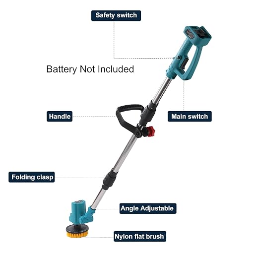 Electric Spin Scrubber for Makita 18V Battery, Extra Long Foldable 1800RPM Cleaning Brush