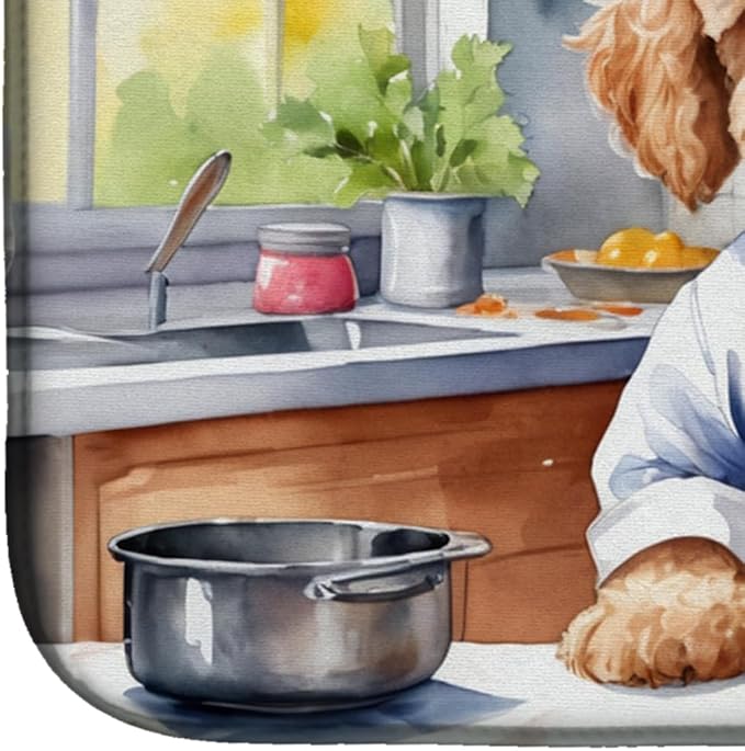 Caroline's Treasures DAC6258DDM Goldendoodle The Chef Dish Drying Mat Absorbent Dish Drying Mat Pad for Kitchen Counter Dish Drainer Mat for Countertop, 14 x 21", Multicolor