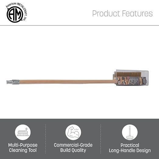 American METALCRAFT, Inc. American Metalcraft 1597 Wood Handle Oven Brush, Aluminum-Threaded Tip, 40-Inch Handle, Brown
